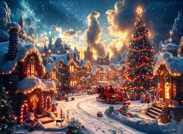 Mystical Town Square with Christmas Tree Puzzle | MakeYourPuzzles